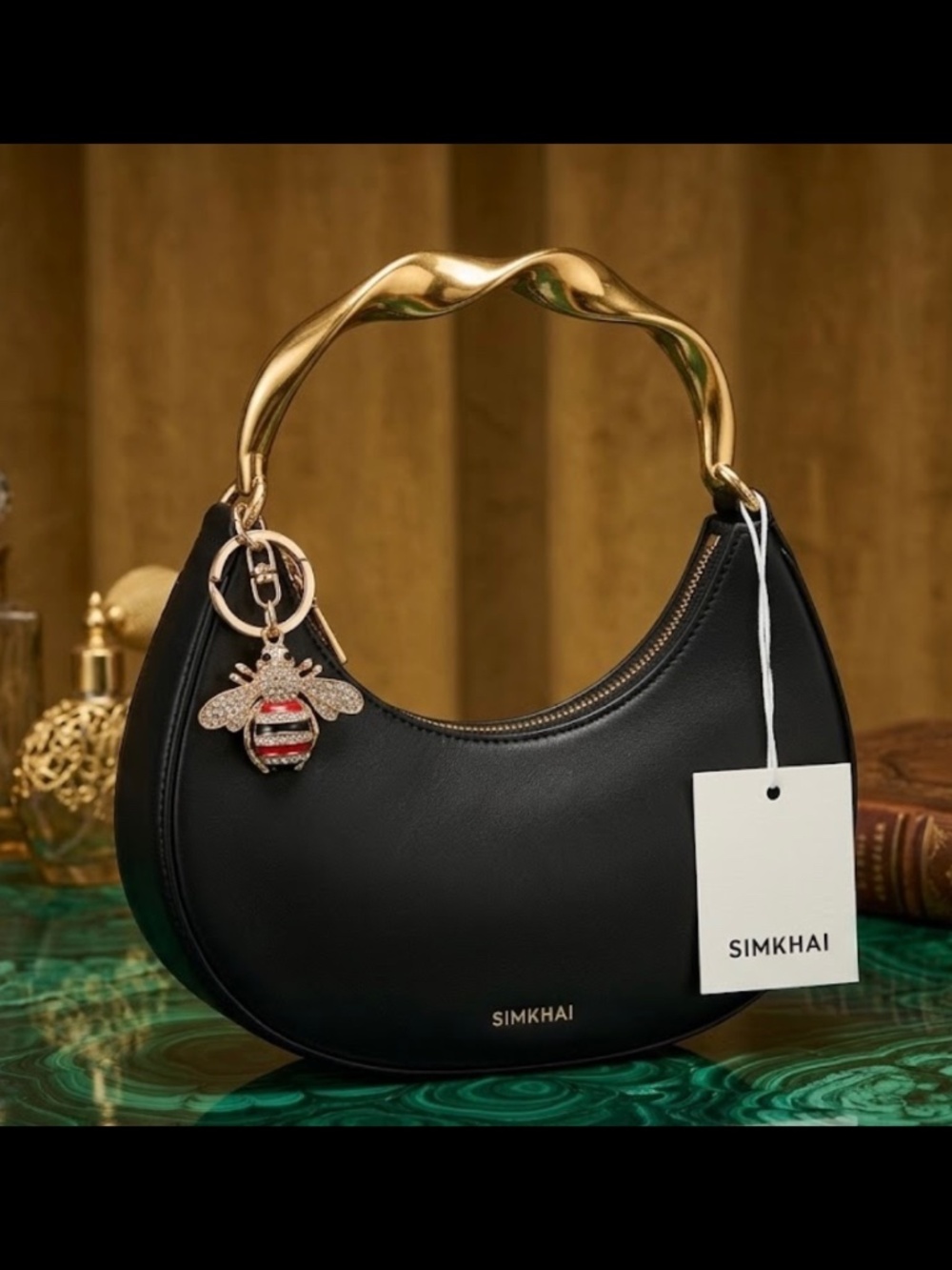 Nixi Rafa Leather Top-Handle Bag Black